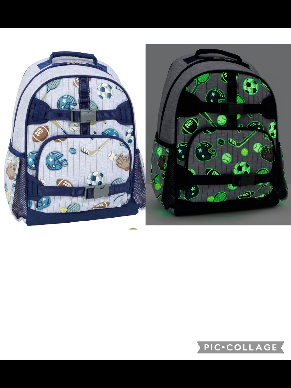 **SALE**Pottery Barn Kids Mackenzie Large Backpack Sports Glow In Dark School - Picture 9 of 10